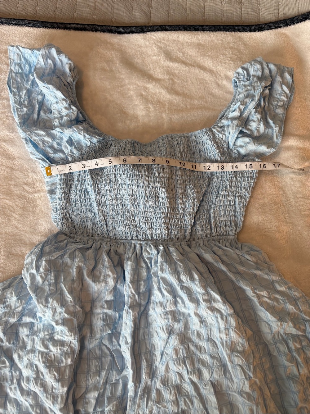 Simply Southern Light Blue Crinkle Ruffled Smocked Dress - Picture 13 of 14